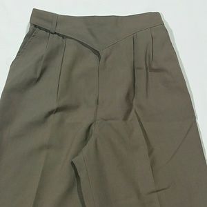 Retro Vintage High Waist Brown Taper Leg Trousers